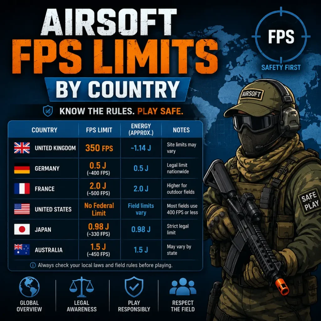 Airsoft FPS Limits by Country